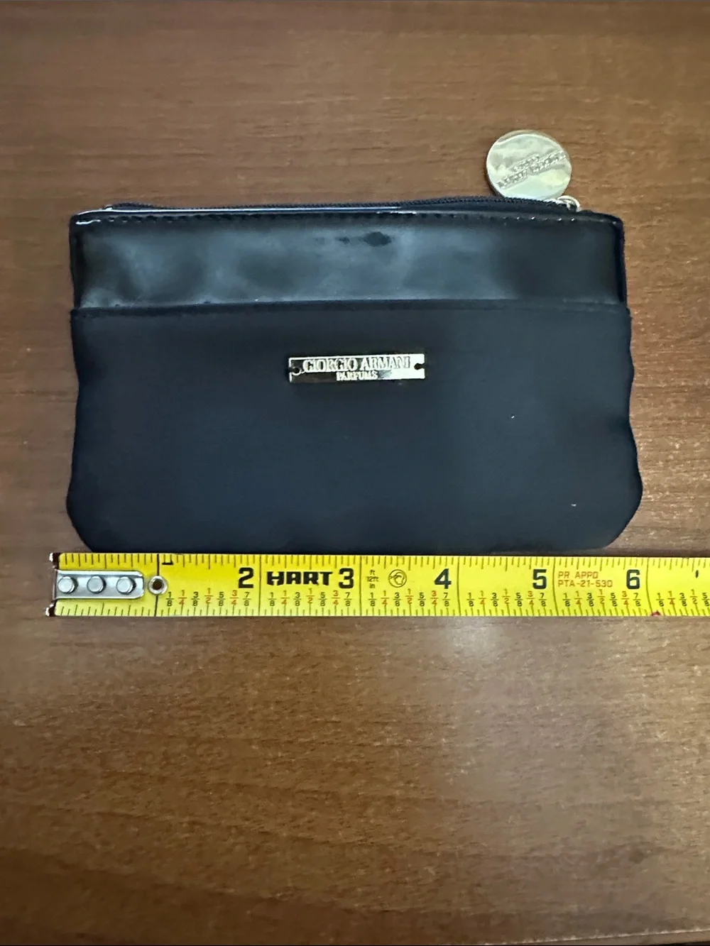 Giorgio Armani Black Cosmetic Pouch with Gold Hardware